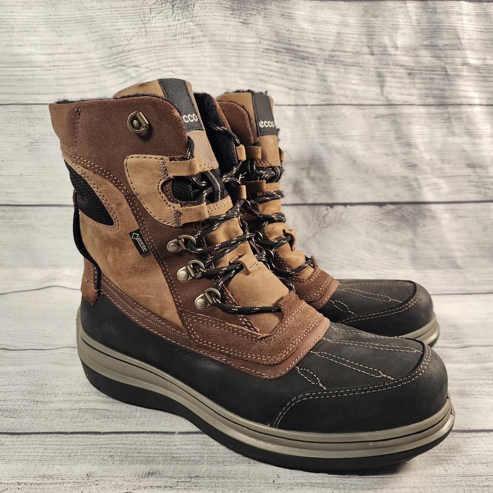 ECCO Roxton Gore-Tex Men's 42 Brown Leather Suede Winter Snow Boots Waterproof